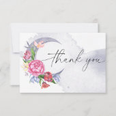 Over the moon Flowers baby shower dank u Bedankkaart (Voorkant)