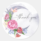 Over the moon Flowers baby shower dank u Ronde Sticker (Voorkant)