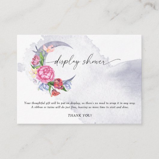 Over the moon Flowers baby shower display shower Informatiekaartje (Voorkant)