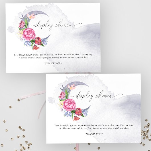Over the moon Flowers baby shower display shower Informatiekaartje