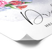 Over the Moon Flowers Baby shower Drinken Poster (Hoek)