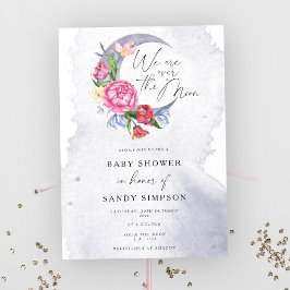 Over the Moon Flowers Baby shower Kaart