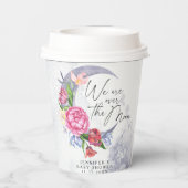 Over the moon Flowers baby shower Papieren Bekers (Achterkant)