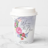 Over the moon Flowers baby shower Papieren Bekers (Voorkant)