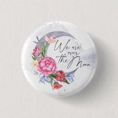 Over the moon Flowers baby shower Ronde Button 3,2 Cm (Voorkant)
