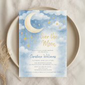 Over the Moon for Baby Shower Invitation Kaart