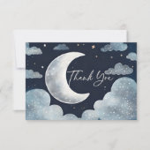 Over the moon galaxy baby shower dank u kaart (Voorkant)