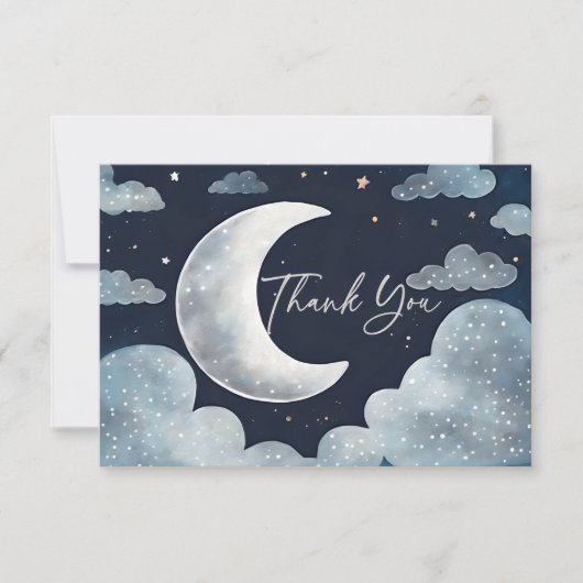 Over the moon galaxy baby shower dank u kaart (Voorkant)