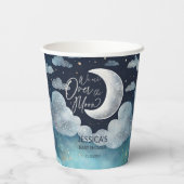 Over the moon galaxy baby shower monogram papieren bekers (Achterkant)