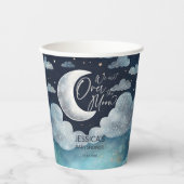Over the moon galaxy baby shower monogram papieren bekers (Voorkant)