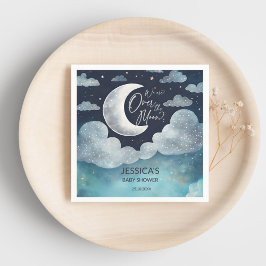 Over the moon galaxy baby shower monogram servet