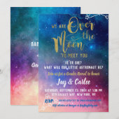 Over the Moon Galaxy Gender Reveal Baby shower Kaart (Voorkant / Achterkant)