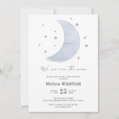 Over the Moon Gender Neutraal Baby shower Party Kaart (Voorkant)