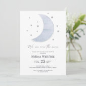 Over the Moon Gender Neutraal Baby shower Party Kaart (Staand voorkant)