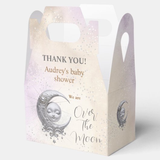 Over the Moon Gender Neutral Baby shower Favor Box Bedankdoosjes (Geopend)