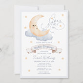 Over the Moon Gender Neutral Script Baby shower Kaart (Voorkant)