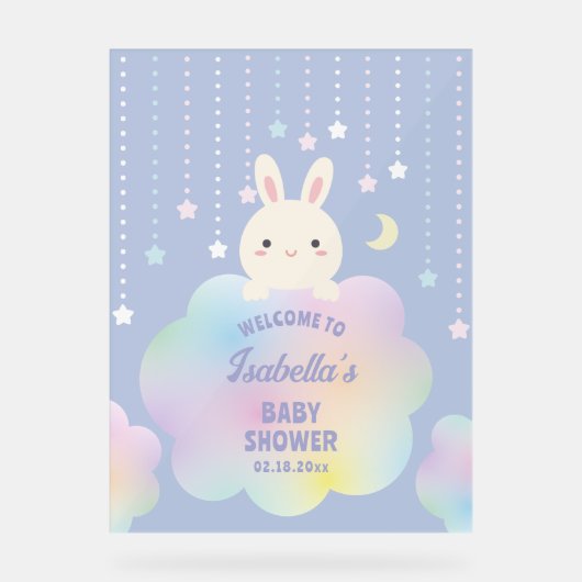 Over the Moon Genderneutraal Baby shower Welkom Acryl Bord (Voorkant)