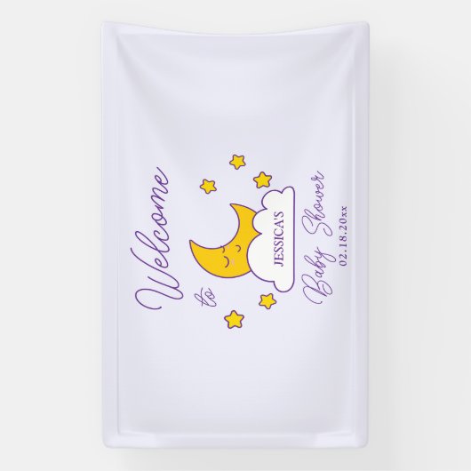 Over the Moon Genderneutraal Baby shower Welkom Spandoek (Verticaal)