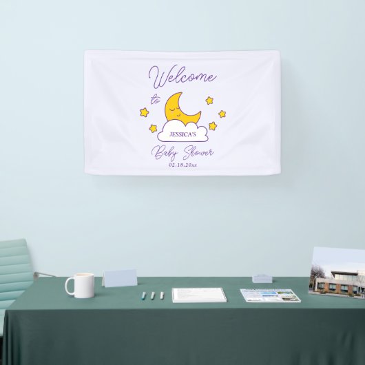 Over the Moon Genderneutraal Baby shower Welkom Spandoek (Beurs)