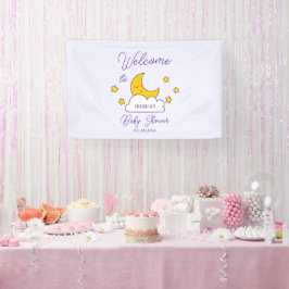 Over the Moon Genderneutraal Baby shower Welkom Spandoek