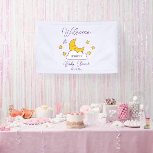 Over the Moon Genderneutraal Baby shower Welkom Spandoek (Feest)