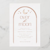 Over the Moon Geslachtsneutraal Baby shower Roos G Folie Uitnodiging (Voorkant)