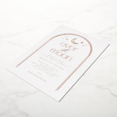 Over the Moon Geslachtsneutraal Baby shower Roos G Folie Uitnodiging (Gedraaid)