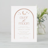 Over the Moon Geslachtsneutraal Baby shower Roos G Folie Uitnodiging (Staand Voorkant)