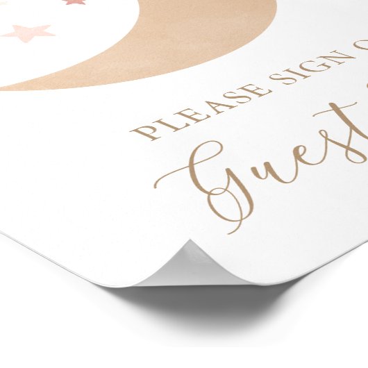 Over the Moon Giri Baby shower Gastenboek Poster (Hoek)