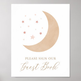 Over the Moon Giri Baby shower Gastenboek Poster