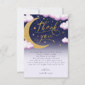 Over the Moon Girl Baby shower Dank je Bedankkaart (Voorkant)