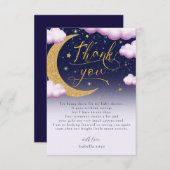 Over the Moon Girl Baby shower Dank je Bedankkaart (Voorkant / Achterkant)