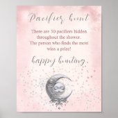 Over The Moon Girl Baby shower Pacifier Hunt Game Poster (Voorkant)