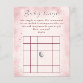 Over the Moon Girl Baby shower spel Baby Bingo