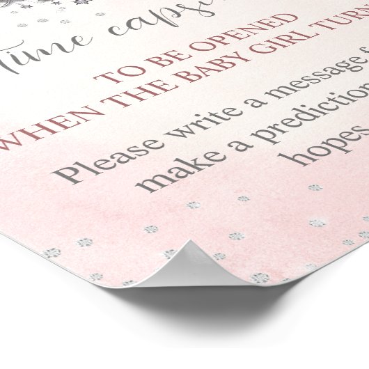 Over the Moon Girl Baby shower Time Capsule Sign Poster (Hoek)