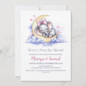 Over the Moon Girl Elephant Baby Shower Kaart (Voorkant)