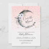Over the Moon Girl Roze Baby shower Kaart (Voorkant)