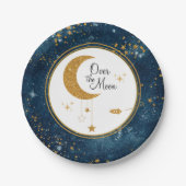 Over the Moon Glittery Stars Baby shower Papieren Bordje (Voorkant)