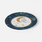 Over the Moon Glittery Stars Baby shower Papieren Bordje (Gekanteld)