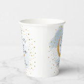 Over the Moon Gold & Blue Baby shower Gepersonalis Papieren Bekers (Rechts)