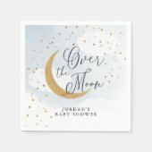Over the Moon Gold & Blue Baby shower Gepersonalis Servet (Voorkant)