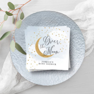 Over the Moon Gold & Blue Baby shower Gepersonalis Servet