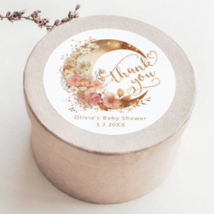 Over the moon gold boho baby shower dank u ronde sticker