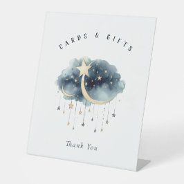 Over the Moon Gold Stars Baby shower Kaarten en ge Reclamebord Met Voetstuk
