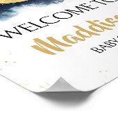 Over the Moon Gold Stars Blue Welkom Poster (Hoek)