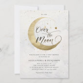 Over the Moon Gold White Dreamy Sky Baby shower Kaart (Voorkant)
