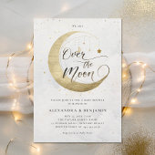Over the Moon Gold White Dreamy Sky Baby shower Kaart