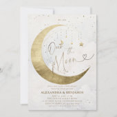 Over the Moon Gold White Sky Coed Baby shower Kaart (Voorkant)