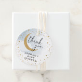 Over the Moon Goud & Blauw Dank U Baby shower Bedankjes Labels (In situ)