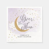 Over the Moon Goud Paarse Baby Shower Persoonlijk Servet (Voorkant)